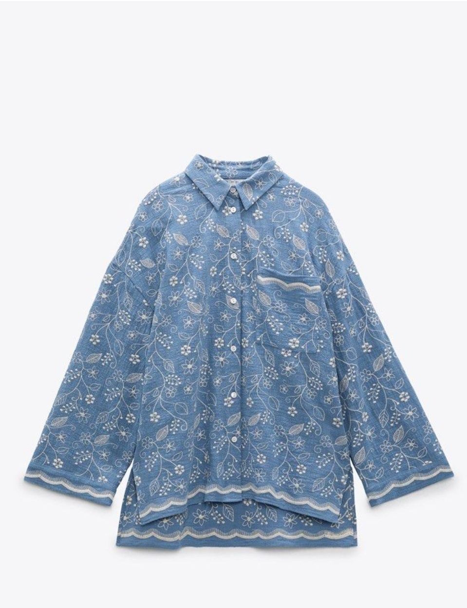 Zara риза с бродерии, плетен елек