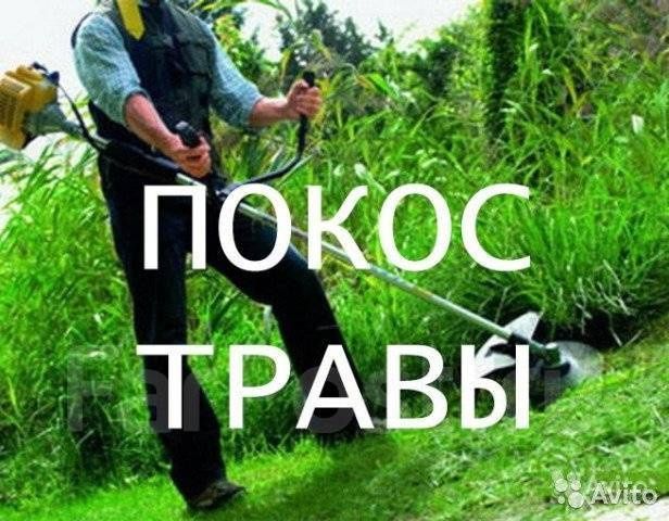 Покос травы триммером