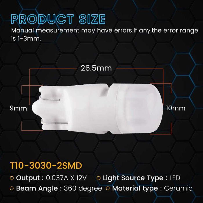 Led auto w5w T10 Ceramic 6500K