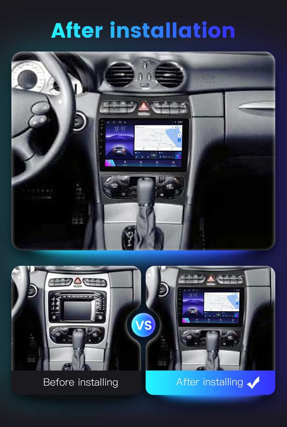 Navigatie Android 13 Mercedes CLK 2002 - 2005 1/8 Gb CarPlay + CAMERA