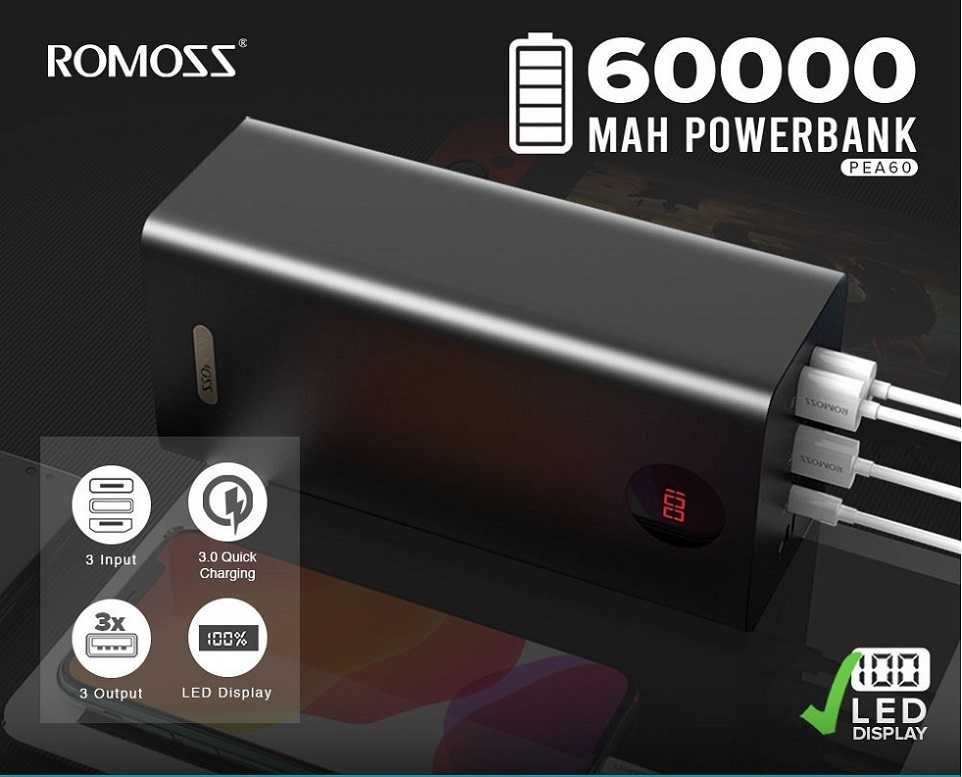 baterie externa powerbank 60000mA gama profesionala , display