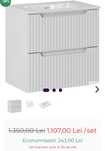 Set mobilier baie riflaj alb, chiuveta+corp lavoar 60 cm