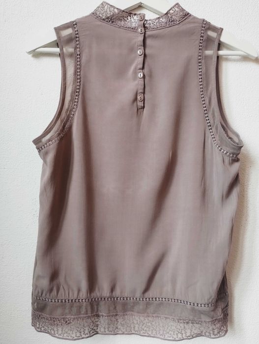 Дамска дантелена блуза Promod без ръкав дантела - пепел от роза