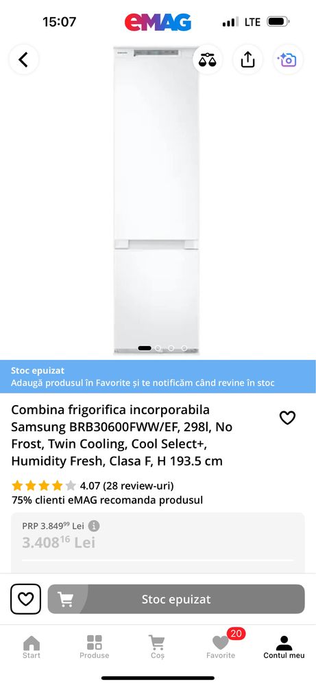 Combina frigorifica ( frigider) incorporabila Samsung