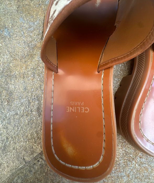 Celine Triomphe Canvas Slides – кафяви