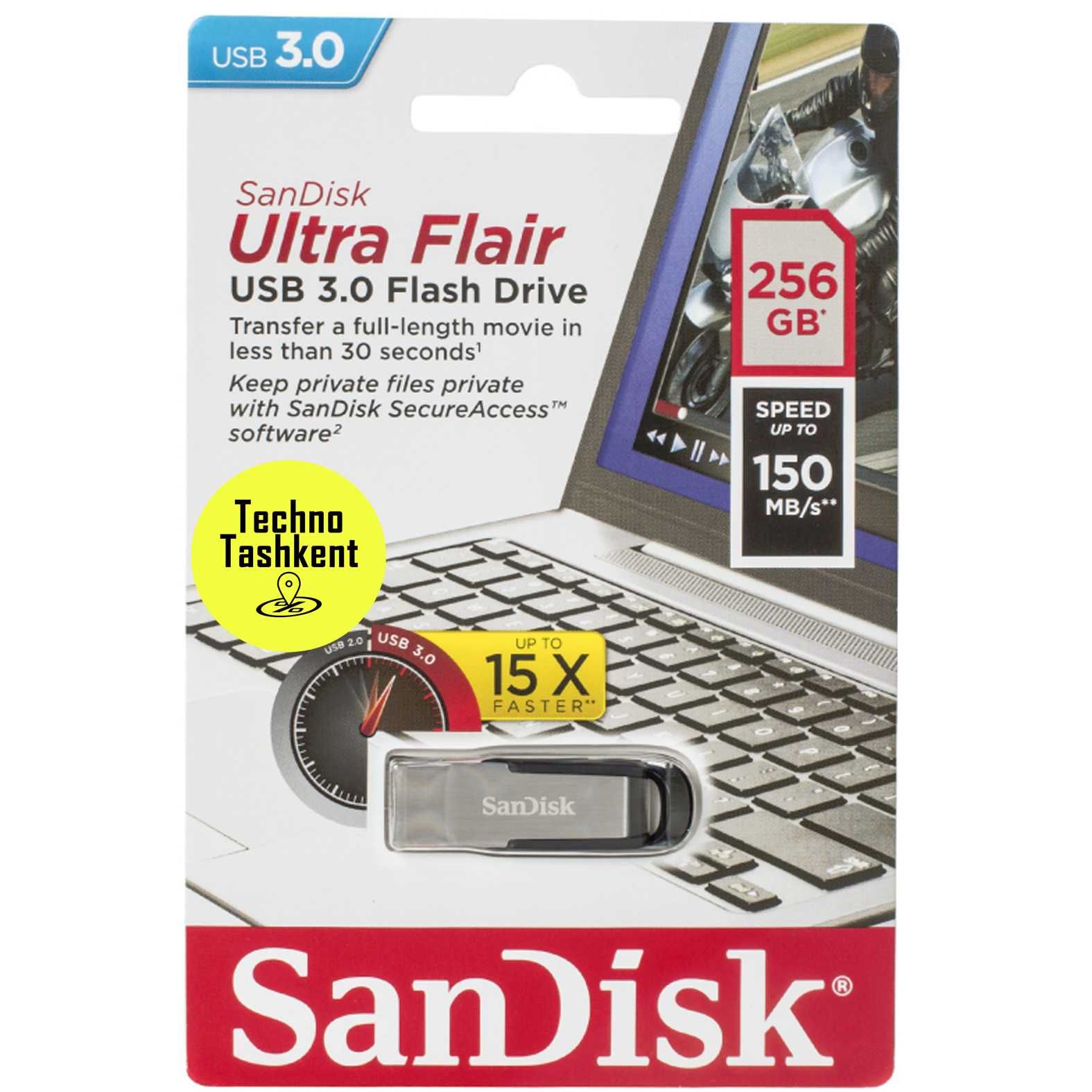 USB флешка Sandisk 256gb Ultra Flair 150mb/s usb 3.0 (Dostavka bor)