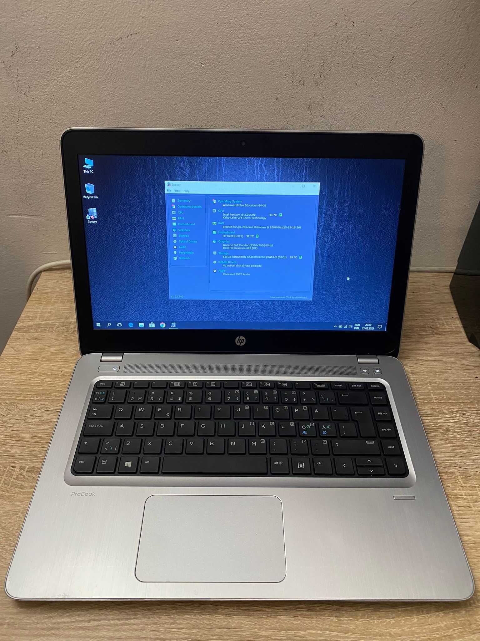 Laptop Hp ProBook 440 g4, intel pentium, 8 Gb ram ddr 4, 128 ssd