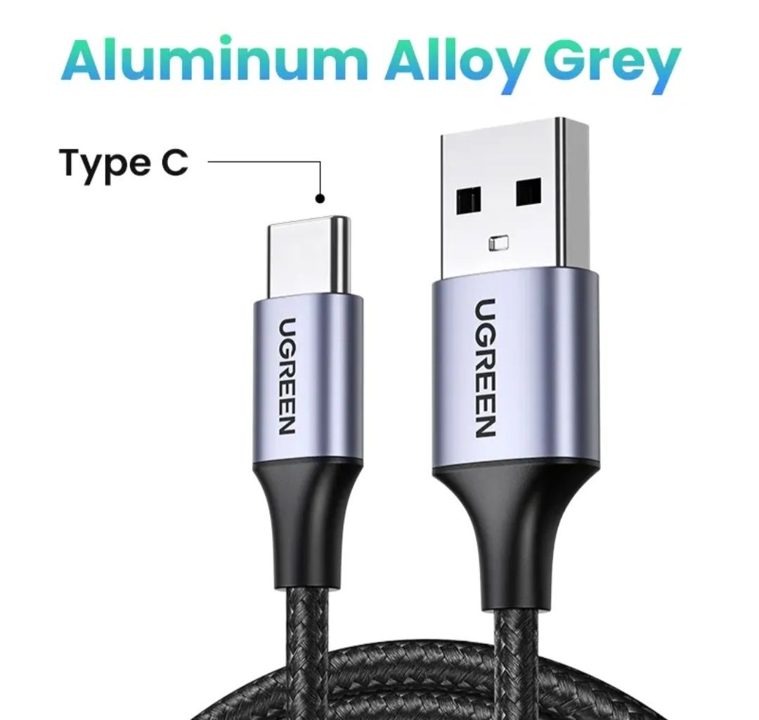 UGREEN USB кабель 3А нейлоновый кабель USB Type-C для быстрой зарядки