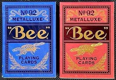 Carti de joc premium Bee Red/Blue Metalluxe by USPCC