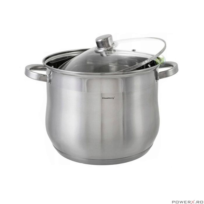 Oala din inox cu capac din sticla, 32cm, fund termic multistrat, 18.7l