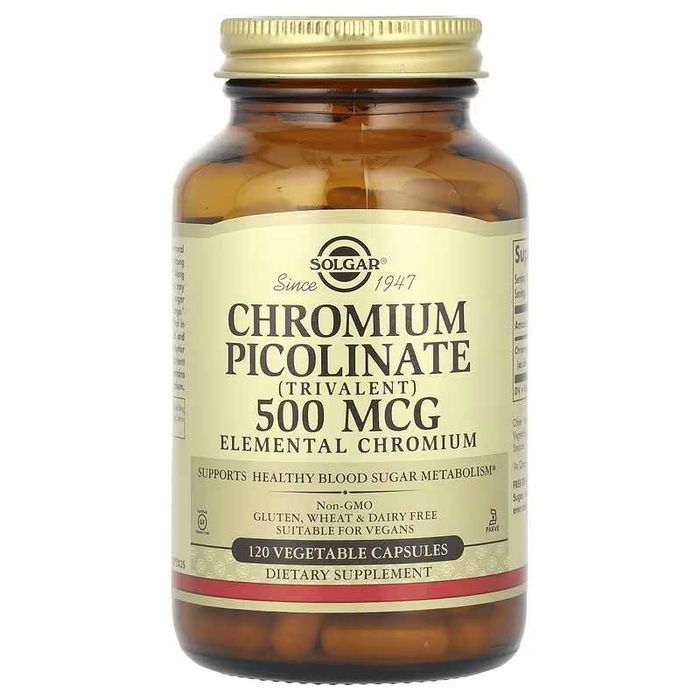 Solgar пиколинат хрома хрома, 500 мкг, Solgar Chromium Picolinate