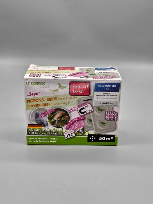 Ултразвуков уред против птици – мобилен комплект 2 броя, покритие 50 m