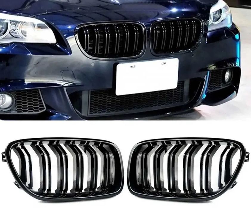 Двойни Бъбреци за BMW F10 F11 черен гланц изпъкнали grille,M-Style