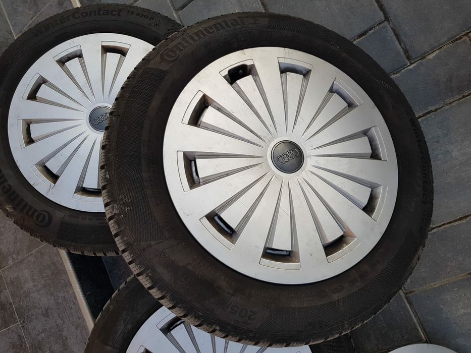 Jante Audi R16 + capace + cauciucuri iarna 205 60 16