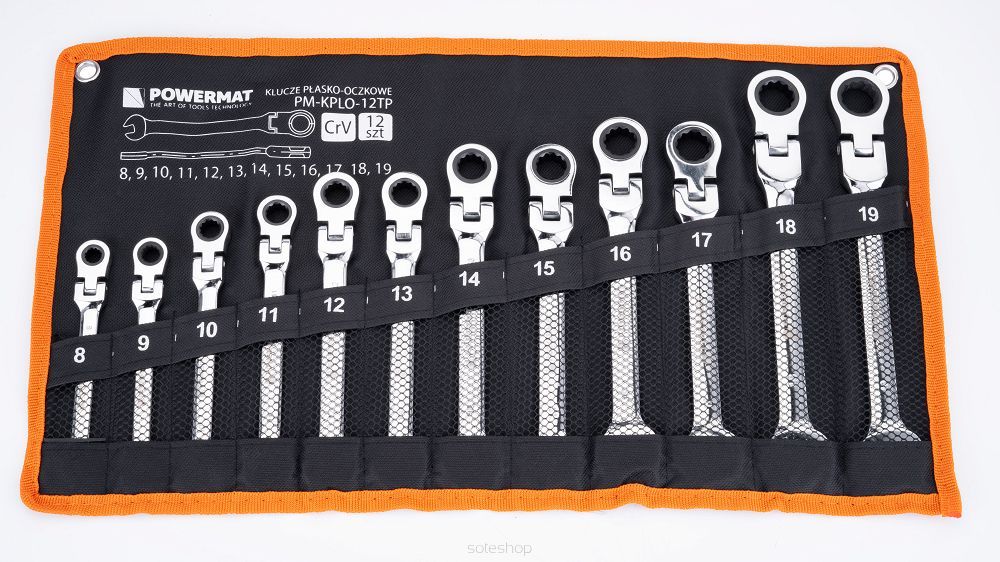 Set 12 chei clichet articulate 12 piese 8-19mm , Powermat PM1176
