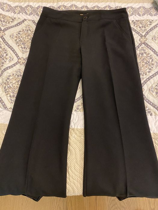Черен официален панталон с широк крачол- Zara
