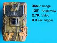 36MP Фотокапан охранителна скрита ловна камера видеонаблюдение 2.7K