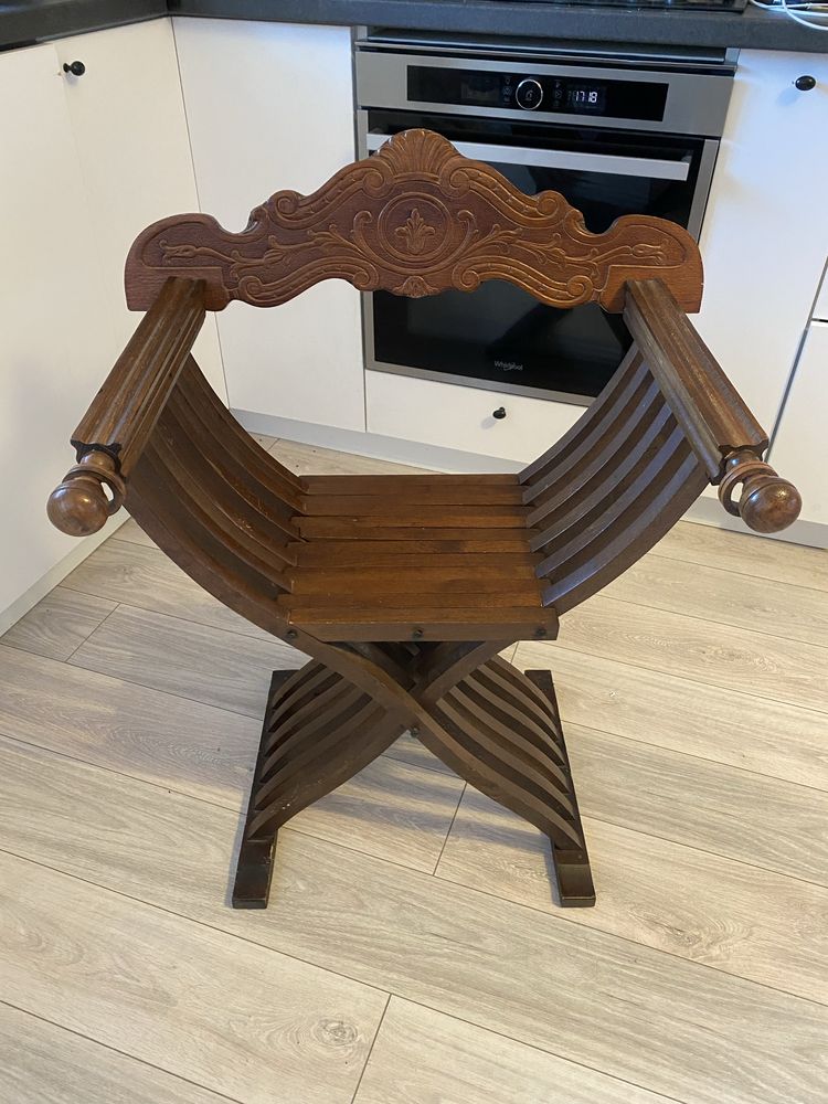Scaun Vintage Savonarola Lemn Masiv