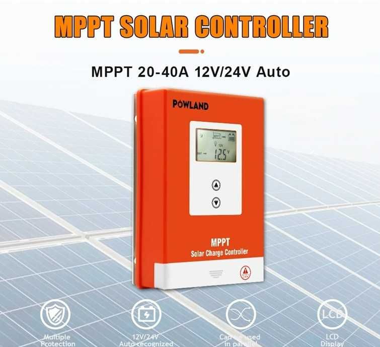 Controler Solar MPPT Powland 30A, 12V/24V Auto, cu Ecran LCD