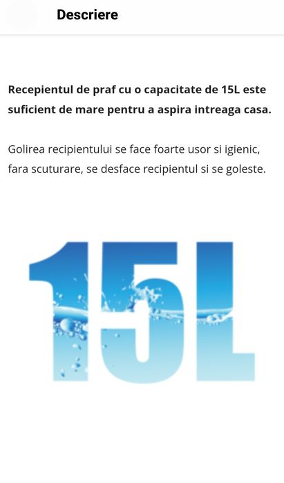 Aspirator cu filtrare prin apa Rohnson R144 1550W, 15L, Filtrare ciclo