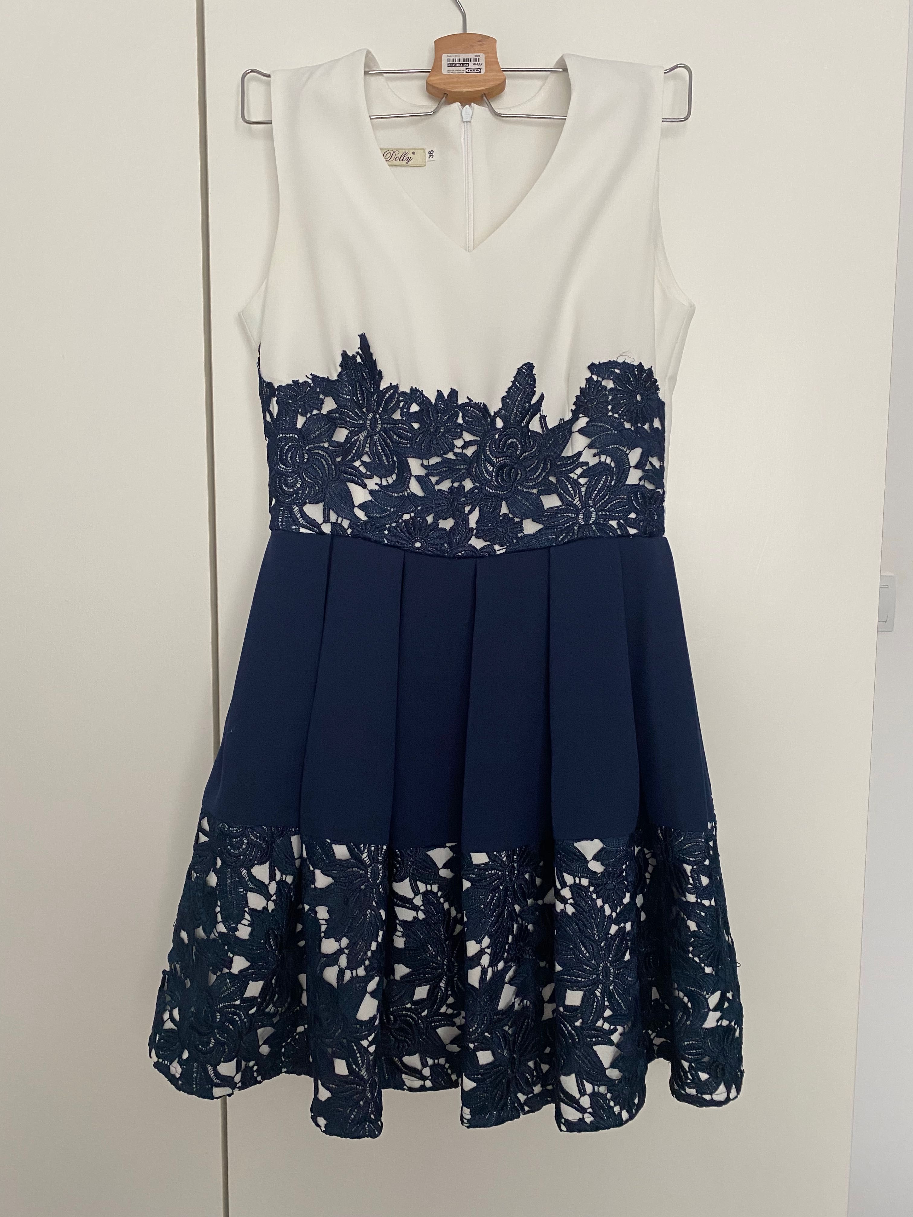 Rochie de ocazie alb&bleumarin