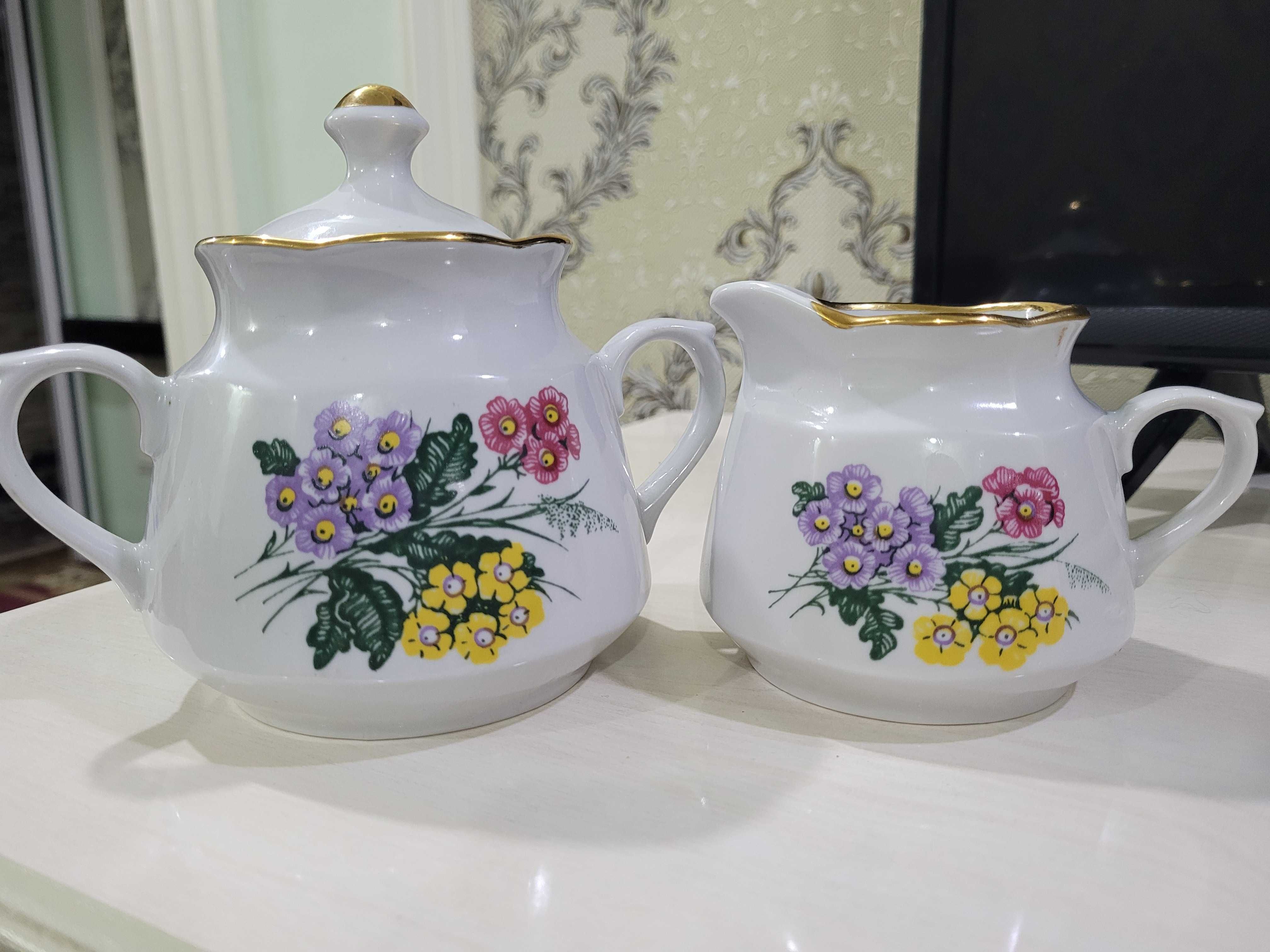 Рижский фарфор "Цветочная феерия"сахарница и молочник Новые