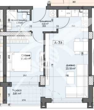 Двустаен апартамент в Кършияка