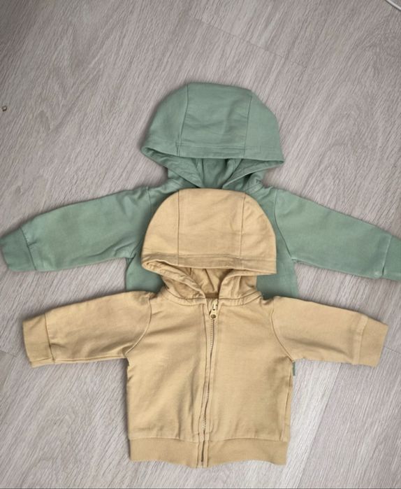 Set lot pulovere hanorac cu gluga, bebe baiat, H&M, marimi 50 si 56