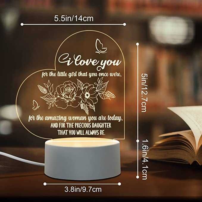 3D нощна лампа "Сърце" с лазерно гравиране