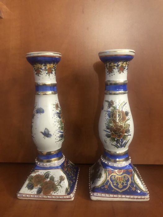 Pereche vase/sfeșnice porțelan  vechi, colecționari