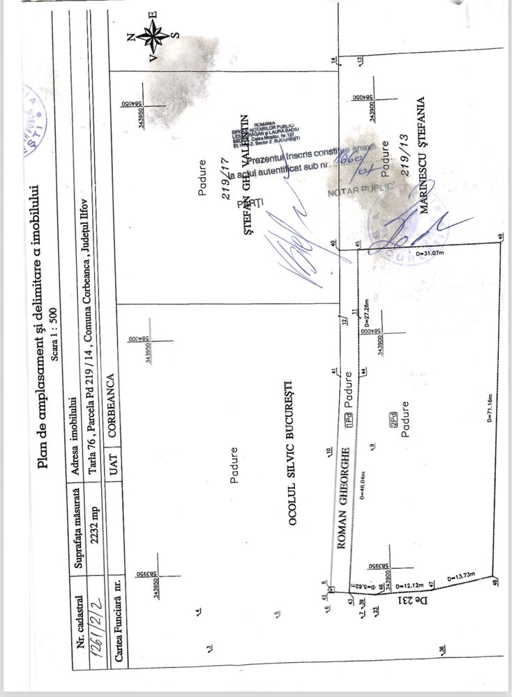 Teren in padure Petresti / Corbeanca 2232 mp OPORTUNITATE 30 euro mp