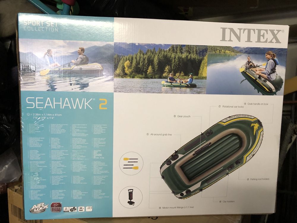 Нова Лодка Intex Seahawk 2, Помпа + Включени гребла, 2.36 м x 114 см