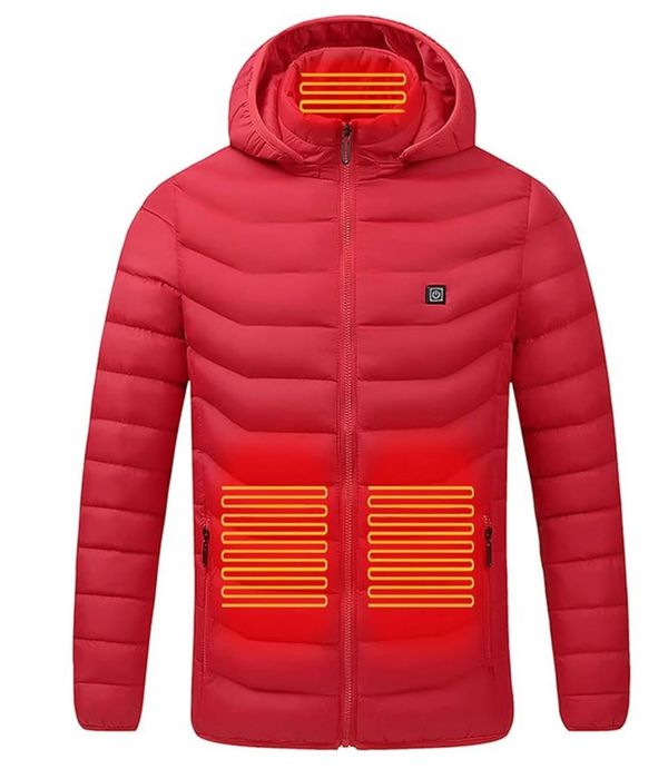 Geaca cu incalzire electrica in 9 zone, 3 trepte temperatura, 3XL-rosu