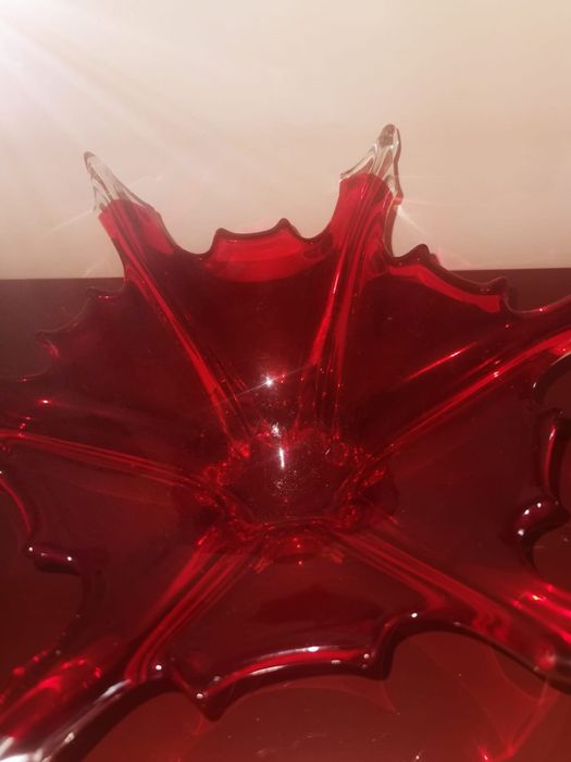 Антикварна ръчно изработена кристална стъклена купа Мурано авторска