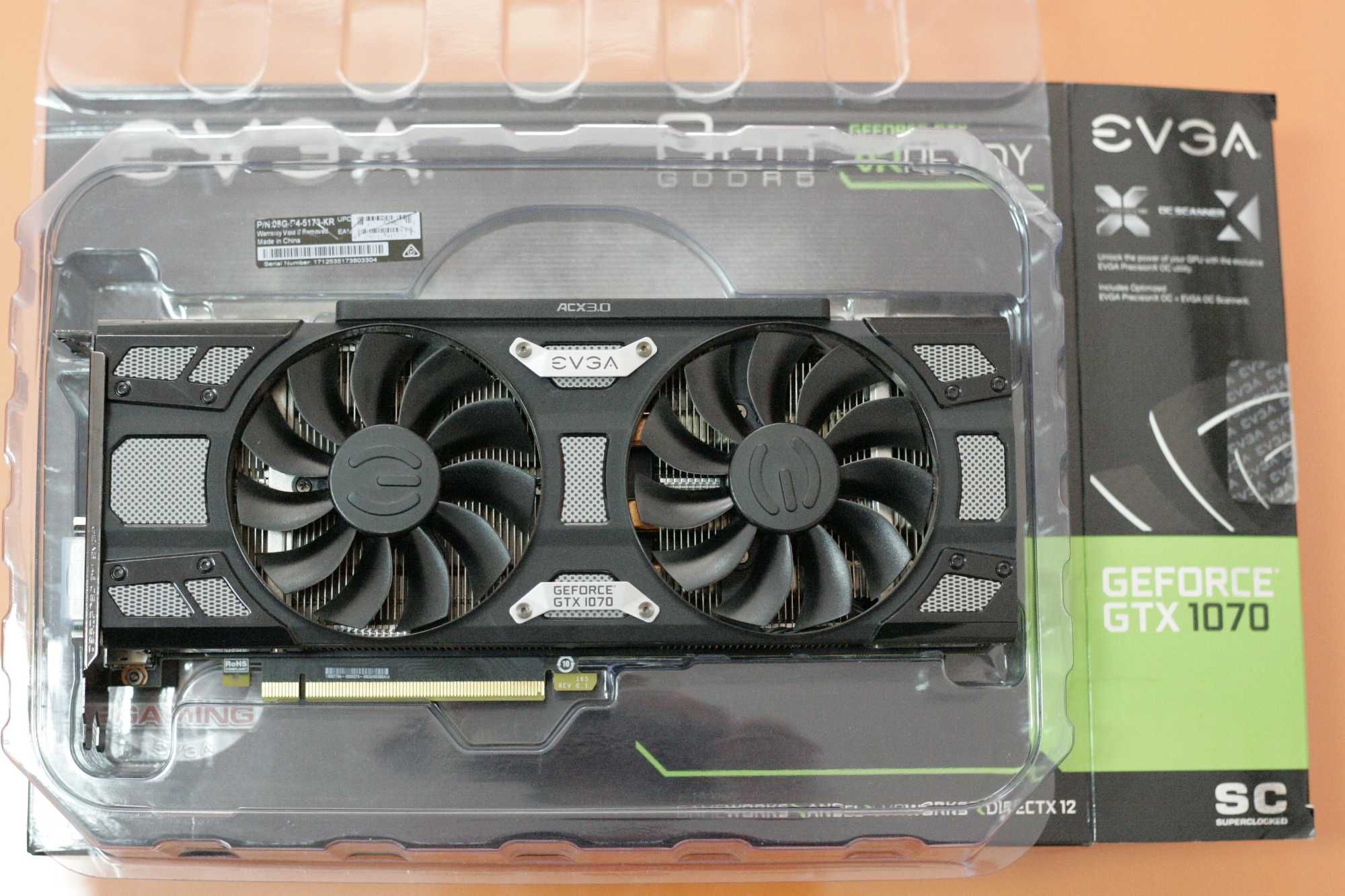 Видеокарта EVGA 1070, GEFORCE GTX 1070, 8GB, Superclocked, като нова