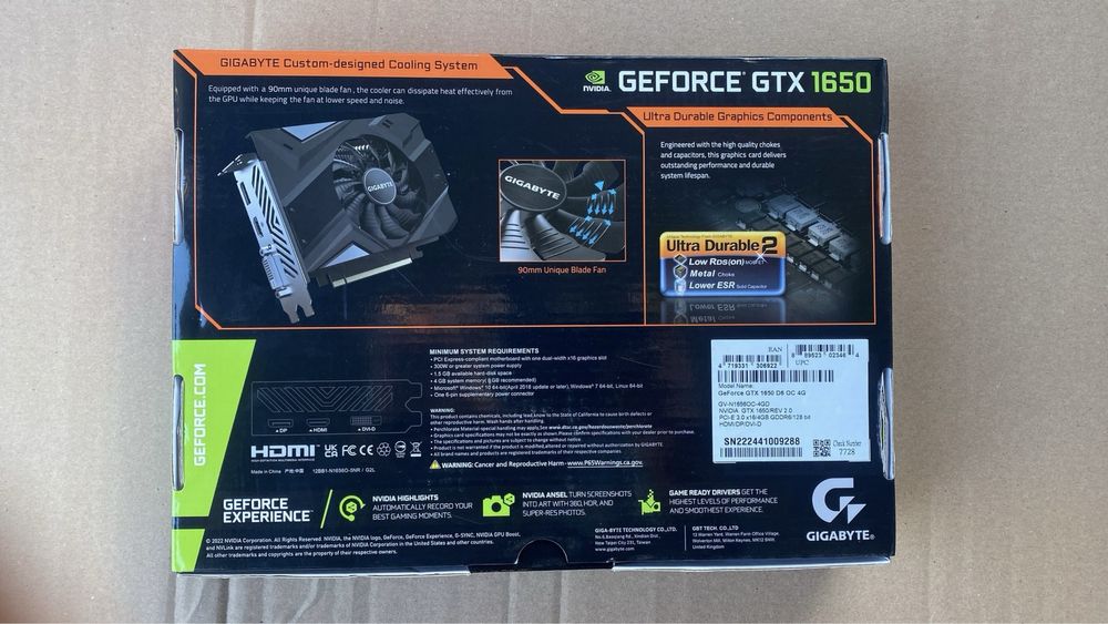 Placa video Gigabyte GeForce® GTX 1650 D6 OC, 4GB GDDR6, 128-bit