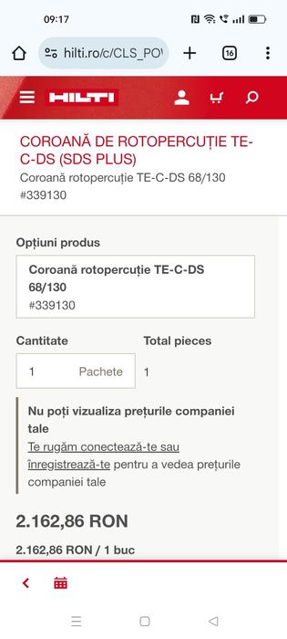 Vând carotă Hilti cu două adaptoare.