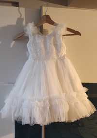 Детска бяла официална рокля - размер 104