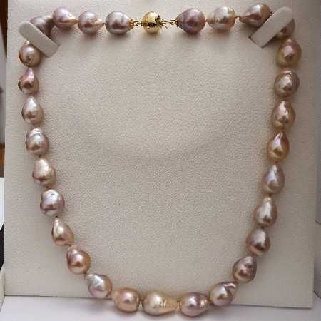 colier unicat perle naturale edison kasumi 11-15mm si aur 14k