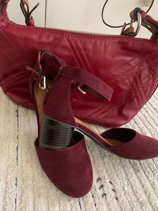 Кожена червена дамска чанта