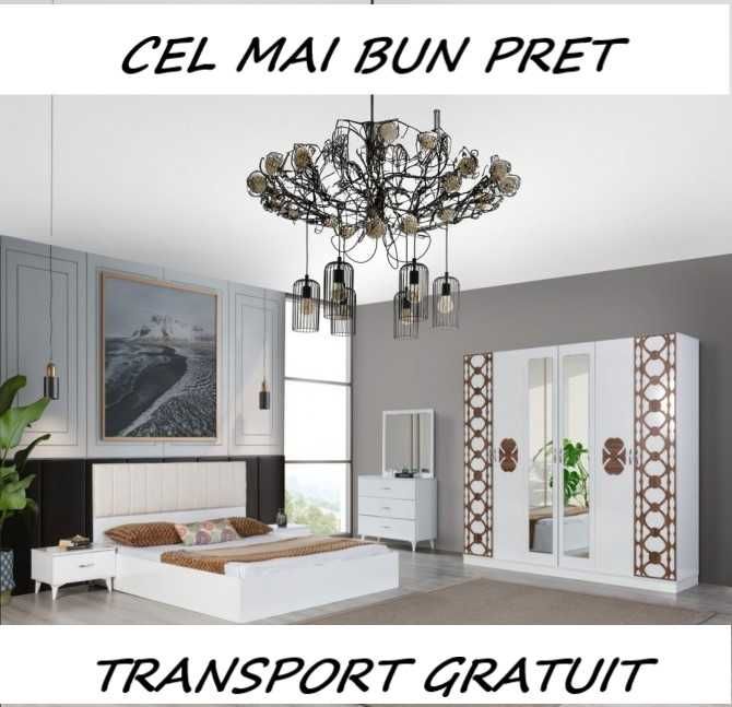 Dormitor Luna Alb/Bej NOU - transport gratuit