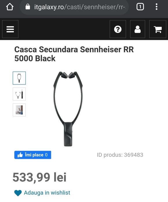 SIGILATA Casca Secundara Sennheiser RR 5000 WIRELLES neagra