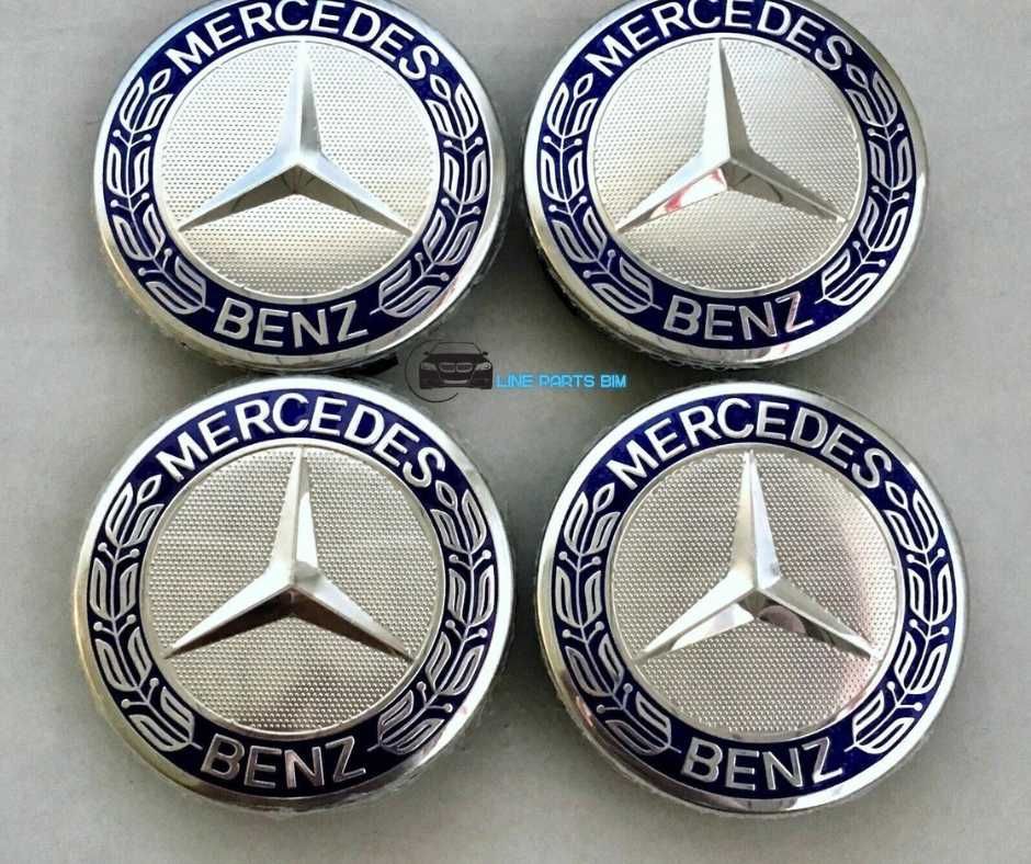 Capace Roti Sigle Embleme Jante Mercedes 75mm Albastru / Negru / Star