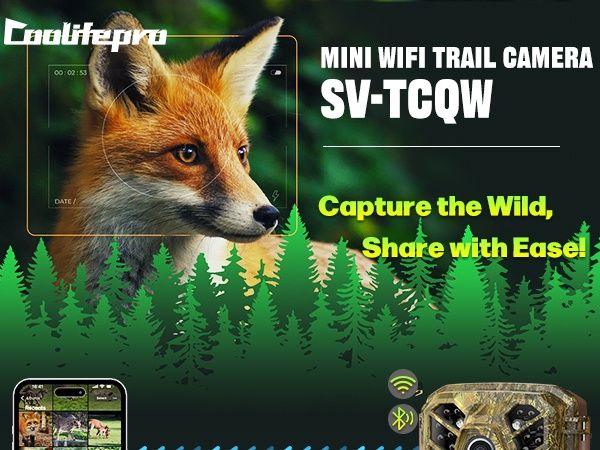 Камера за следи WiFi Bluetooth приложение 48MP 1080P камера за лов