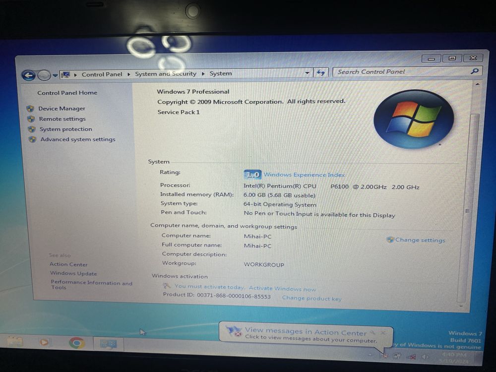 Leptop Acer aspire