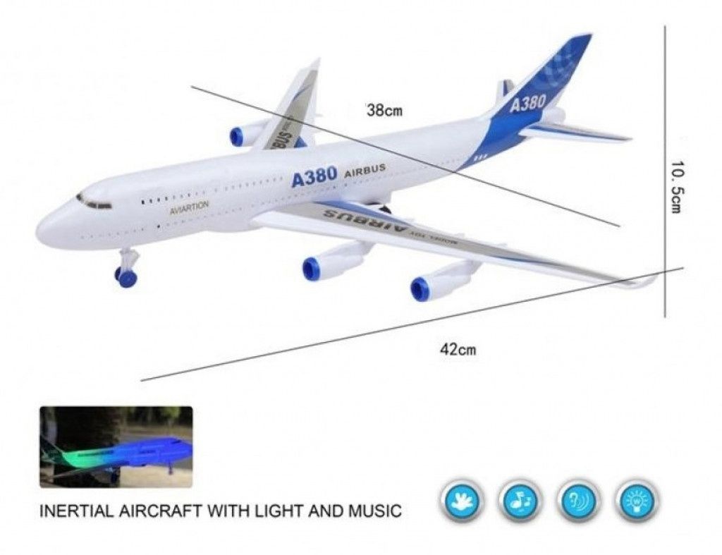 Механичен самолет AIRBUS A380 с музика и светлини