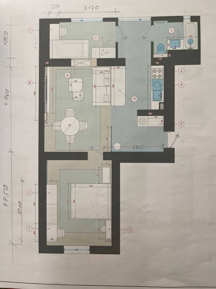 Квартира ЦУМ 2/2/4 70 кв.м