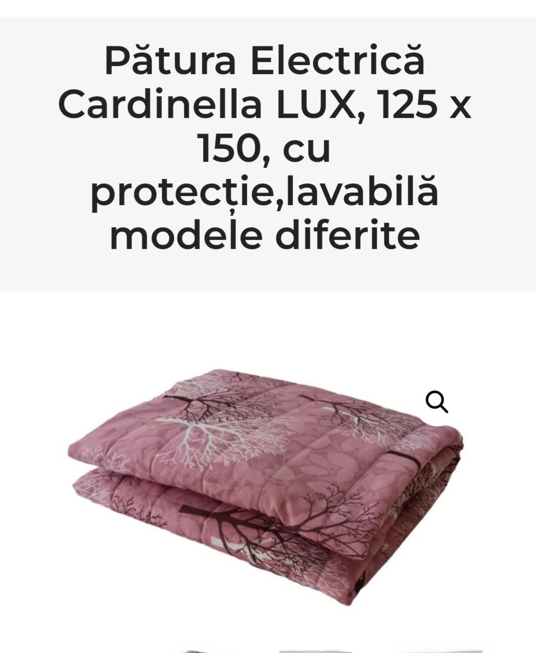 Patura electrica Cardinella Lux125×150 cu protecție lavabila