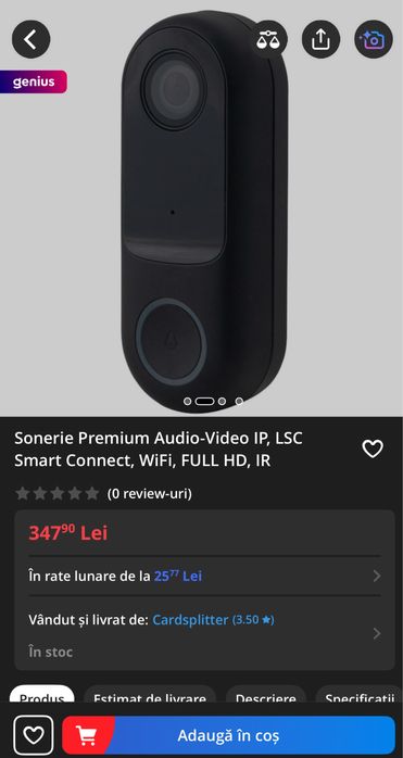 Sonerie Premium Audio-Video IP, LSC Smart Connect, WiFi, FULL HD, IR
