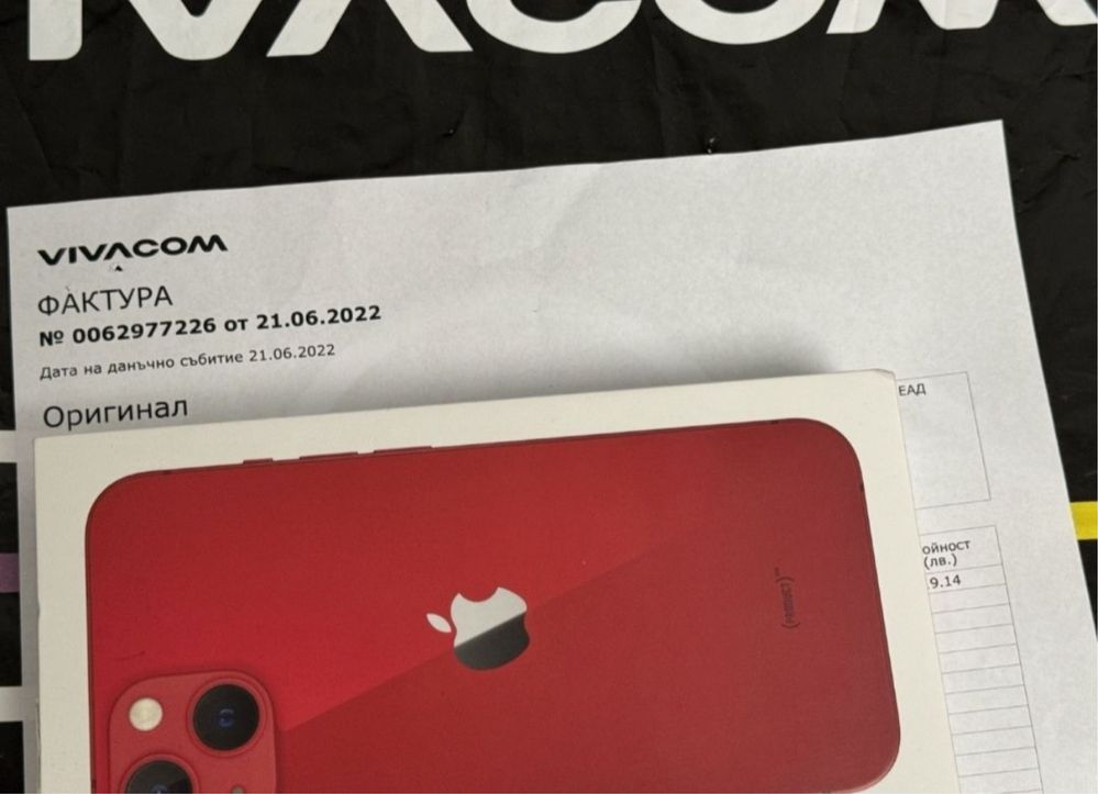 128GB iPhone 13 5G Гаранция Vivacom 2024г. Product Red / Червен